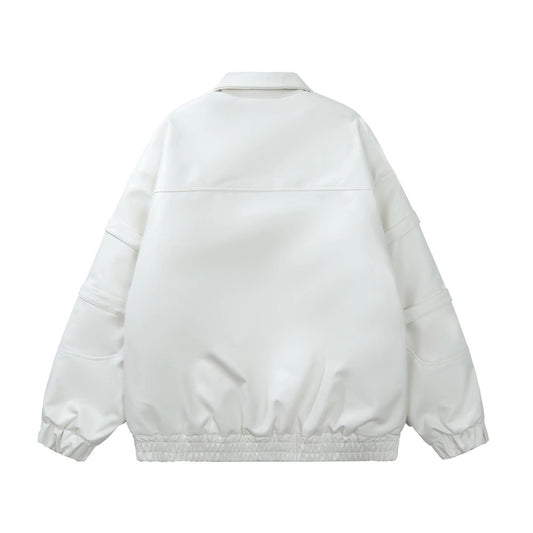 Lace-up Design Sense Motorcycle Clothing Leather Coat Men's Rock Loose PU Leather Jacket