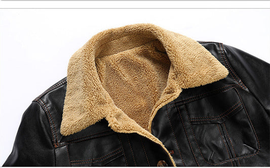 Men's Leather Clothing Loose Casual Slim Fit Handsome Trend Thickening