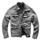 Men's Business Shirt Pocket Motorcycle Clothing Leather Jacket Coat