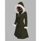 Long Hooded Coat With Horn-shaped Buttons