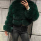 Faux Fox-fur Patchwork Thickened Warm Fur Coat