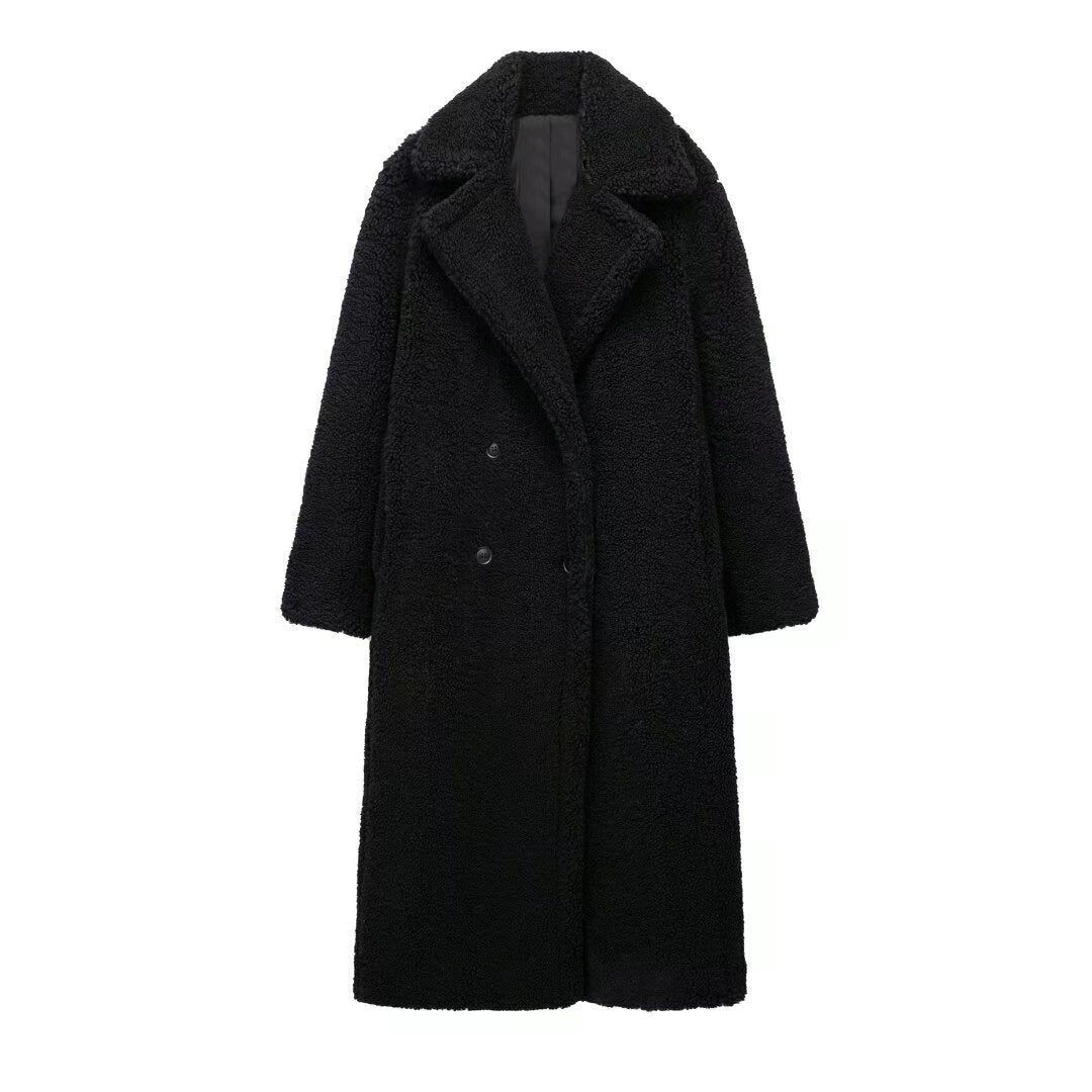 Oversized Coat With A Large Lapel Made Of Thick Lambswool Fleece