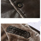 Plush Lapel Leather Jacket Winter Warm Fleece Single-breasted Coat For Men Long Clothing