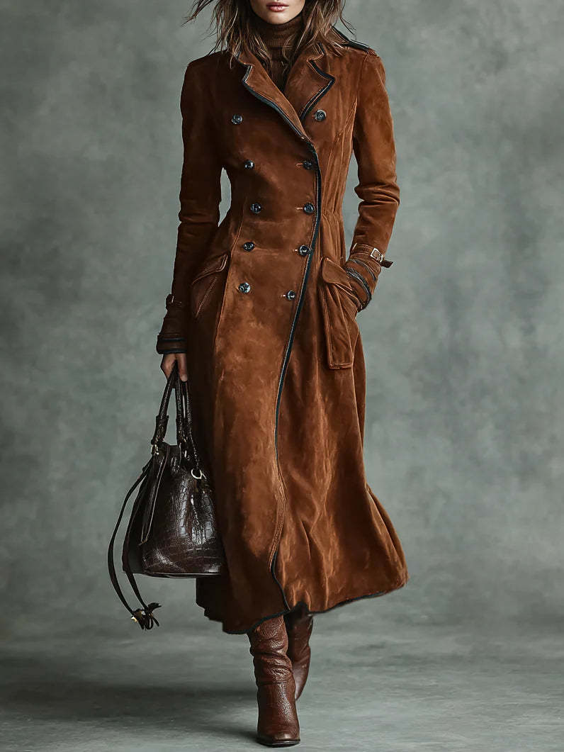 New Women's Clothing Fall Winter Coat Lapel Western Style Suede Long