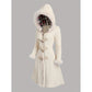 Long Hooded Coat With Horn-shaped Buttons