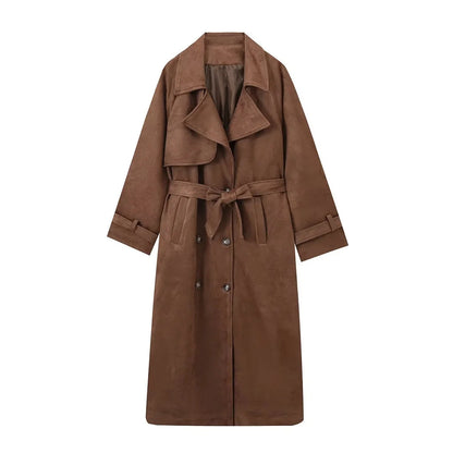 European And American Style Women's Clothing Double-button Jacket Lapel Trench Coat