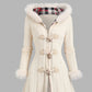Long Hooded Coat With Horn-shaped Buttons