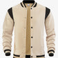 Casual Sporty High-street Fleece-lined Cardigan With Patchwork Design And Stand-up Collaraviator Baseball Jacket
