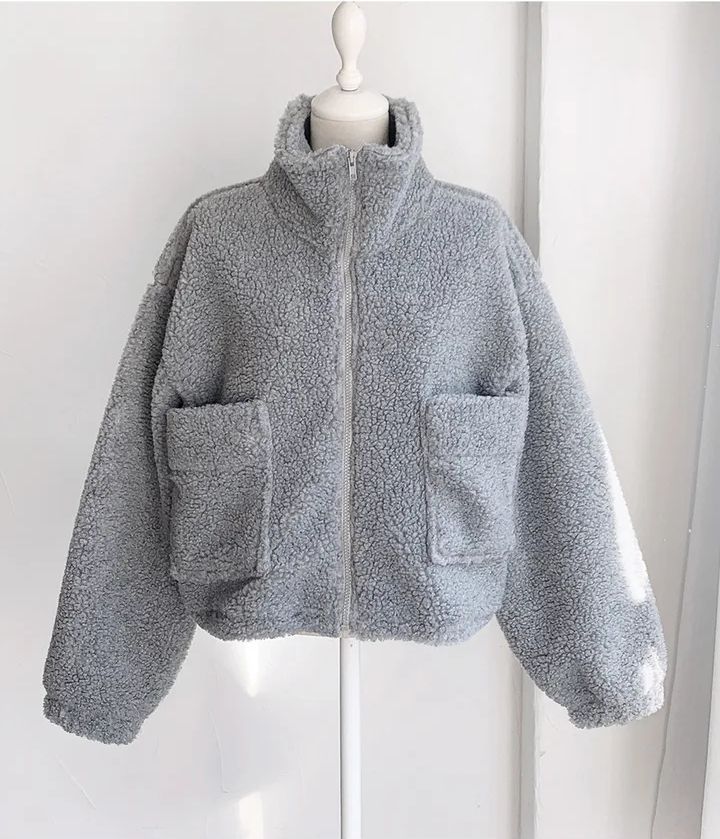 Vintage Semi-high Collar Versatile Thickened Warm Lambswool Coat For Women