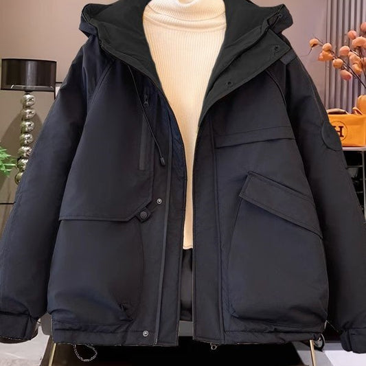 Korean-style Loose-fitting Hooded Quilted Outdoor Jacket