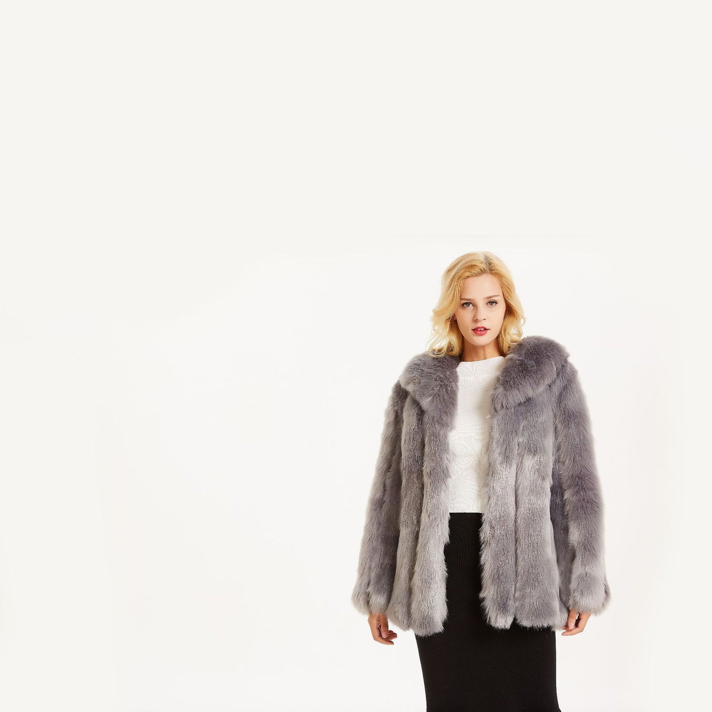 New European And American Stylish Fox-fur Lapel Coat