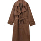 European And American Style Women's Clothing Double-button Jacket Lapel Trench Coat
