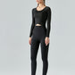 Yoga Clothes Long Sleeve Cross Pleated Workout Clothes Women's Tops