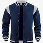 Casual Sporty High-street Fleece-lined Cardigan With Patchwork Design And Stand-up Collaraviator Baseball Jacket