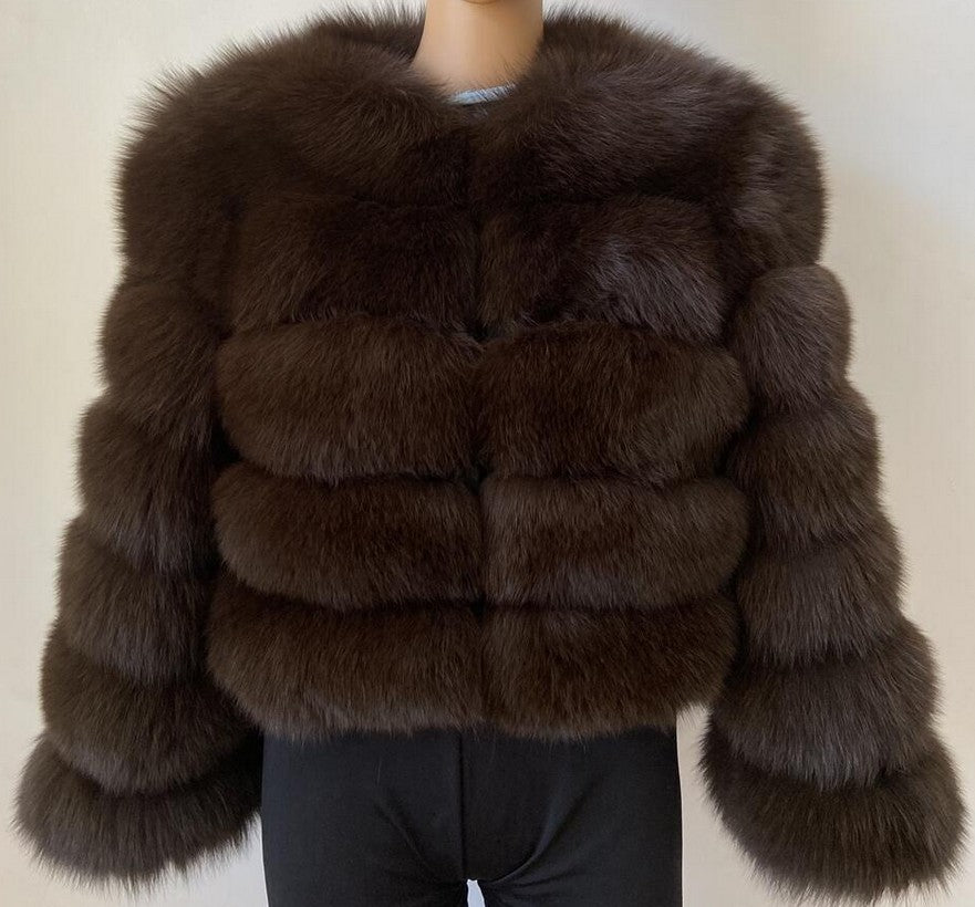 Faux Fox-fur Patchwork Thickened Warm Fur Coat