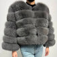 Faux Fox-fur Patchwork Thickened Warm Fur Coat