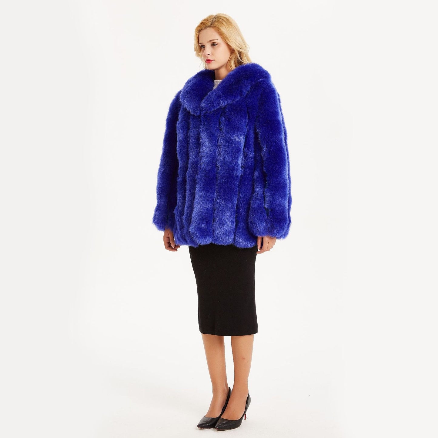 New European And American Stylish Fox-fur Lapel Coat