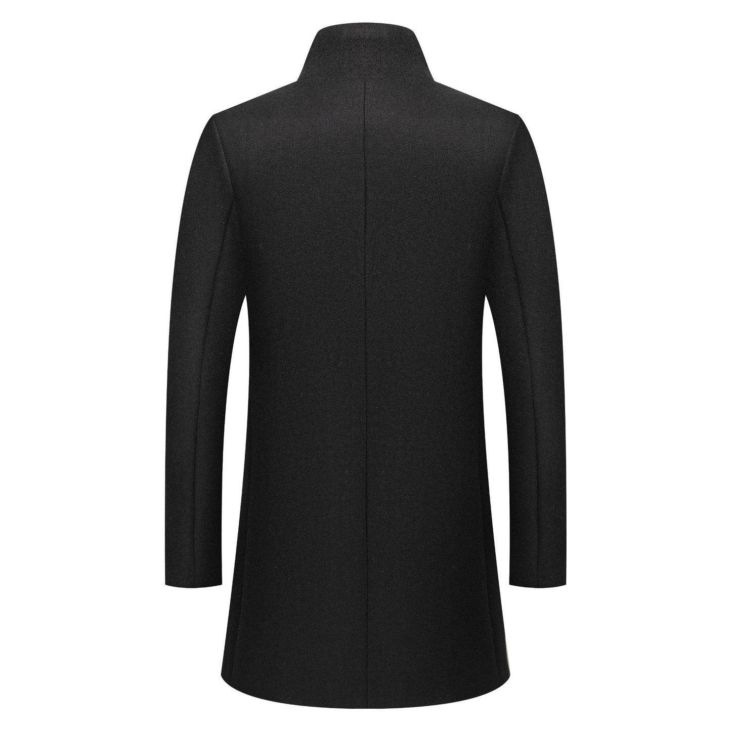 Men's Mid-length Wool Coat With A Stand-up Collar