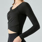 Yoga Clothes Long Sleeve Cross Pleated Workout Clothes Women's Tops