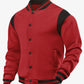 Casual Sporty High-street Fleece-lined Cardigan With Patchwork Design And Stand-up Collaraviator Baseball Jacket