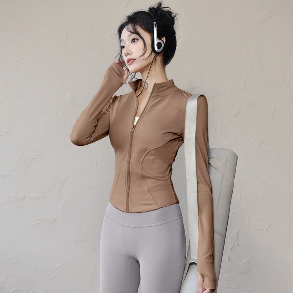 Long-sleeved Tight Jacket Workout Clothes Top Zipper Yoga Clothes