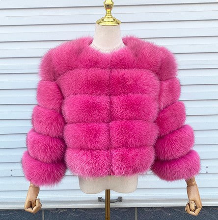Faux Fox-fur Patchwork Thickened Warm Fur Coat