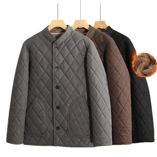 Men's Fleece-lined Thick Cotton-padded Jacket