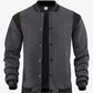 Casual Sporty High-street Fleece-lined Cardigan With Patchwork Design And Stand-up Collaraviator Baseball Jacket