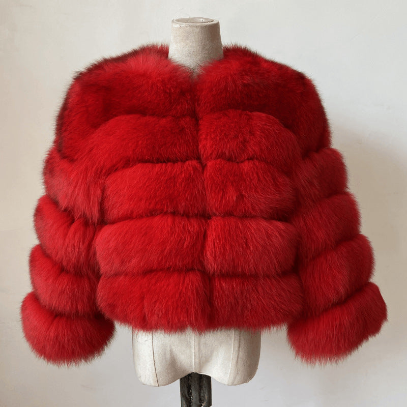 Faux Fox-fur Patchwork Thickened Warm Fur Coat