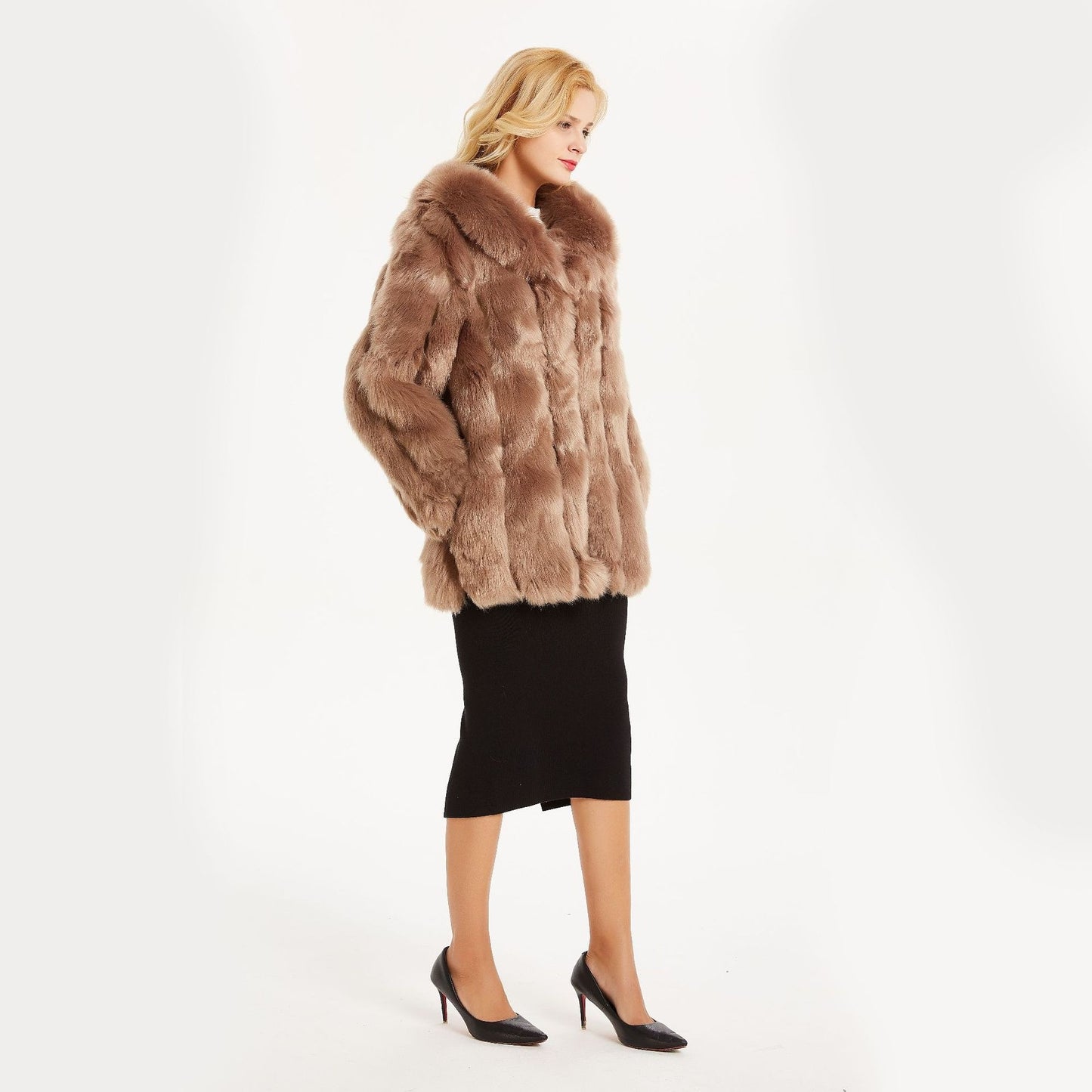 New European And American Stylish Fox-fur Lapel Coat