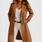 Single-breasted Mid-length Coat With Pockets Fashion Elegant Lapel Jacket Casual Long-sleeved Top Outwear Women's Clothing