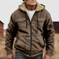 British-style Abstract Fashion Fleece-lined Cotton Coat With Hood And Zipper