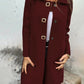Women's Solid-color Mid-length Wool Coat With A Single-breasted Design